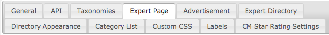 Expert page settings tab - WordPress Members Directory