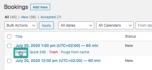 Checking the booking details - Event Booking Calendar WordPress Plugin