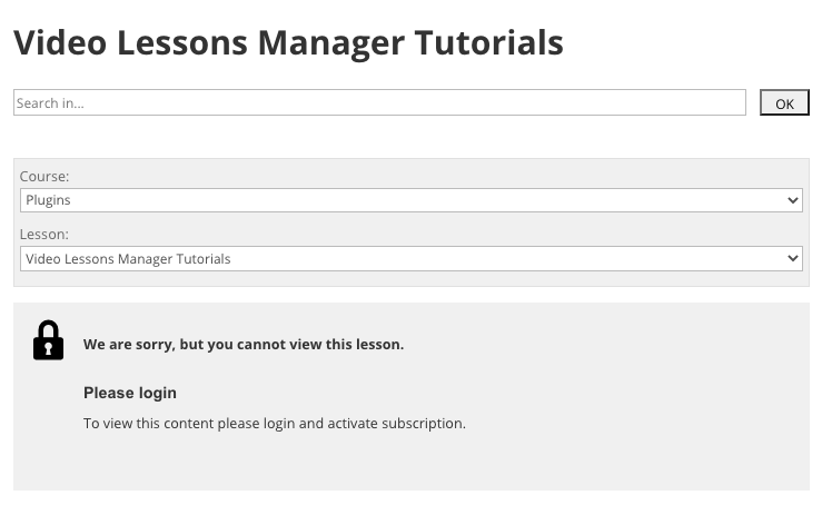 Login requirement to access video lessons - WordPress Learning Management System Plugin