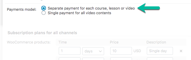 Swithcing the payment model to separate payment for video materials - WordPress Video Lessons Manager Plugin