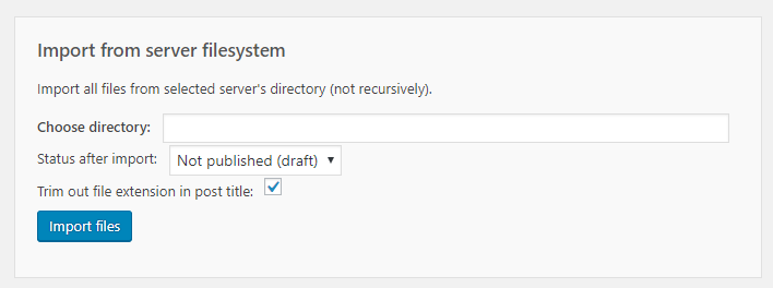 Importing from the server file system - WP File Download Plugin