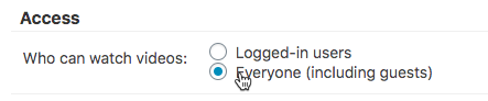 Configuring the access settings - WordPress Video Lessons Manager Plugin