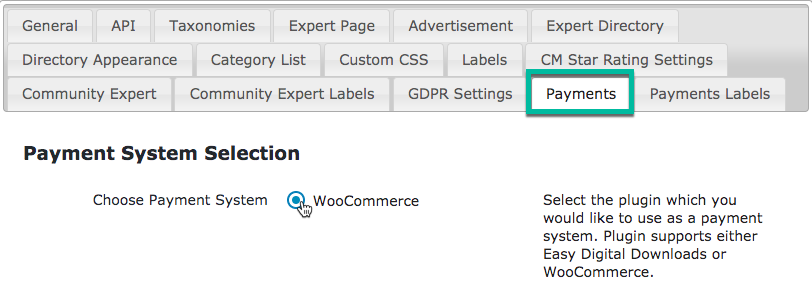 Choosing payment system - WordPress Members Directory