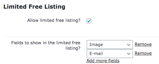 'Limited Free Listings' settings - WP Member Directory Plugin