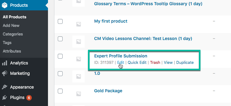 Editing the product - WordPress Member Directory Plugin