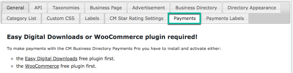 Choosing payment provider - WordPress Directory Plugin