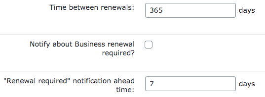 WordPress Business Directory plugin renewal settings