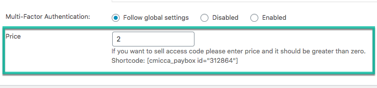 Setting price for an invitation code - Private Content WordPress Plugin