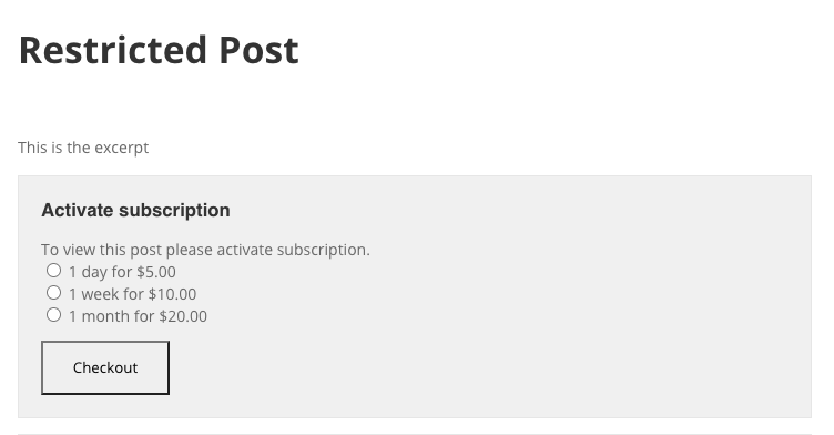 Displaying a post excerpt before the access to post is purchased - Best Paywall Plugin for WordPress