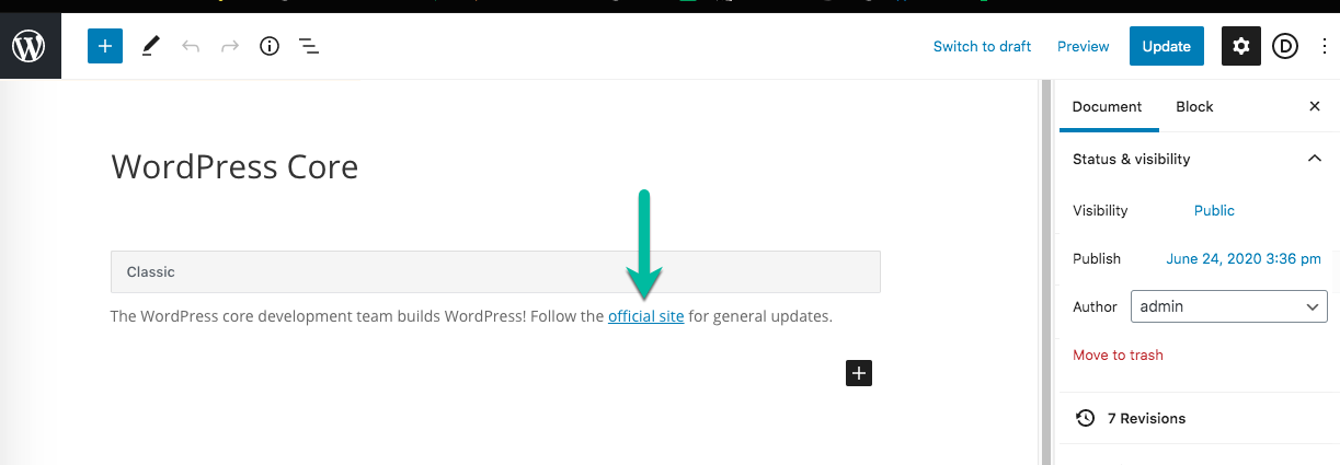 Example of the link in the term - Glossary Plugin WordPress