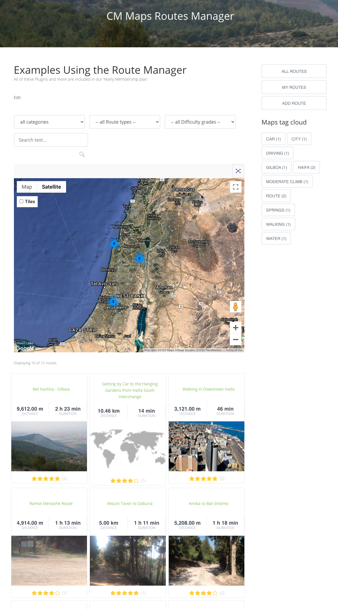 Routes index page example - WordPress Plugins For Travel Blogs