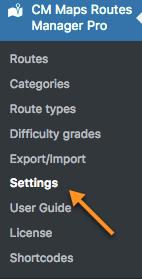 Plugin settings - Route Display WordPress