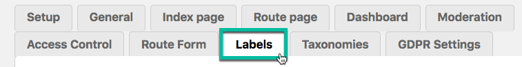 Labels settings - Travel Map WordPress Plugin