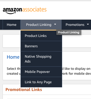 Product linking menu - Amazon