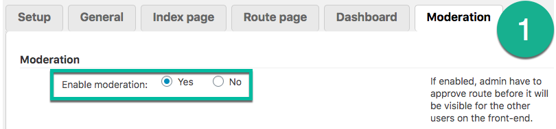 Moderation settings - WordPress Plugin Show Route