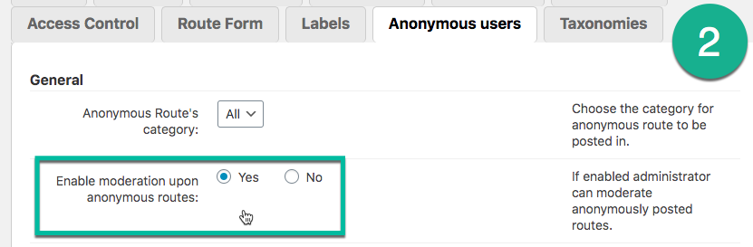 Anonymous users settings - Route Display WordPress