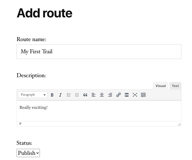 Editing the route - Travel Map WordPress Plugin