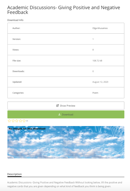 Front-end example of a download page - File Manager Plugin for WordPress