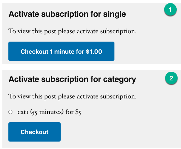 Example of two subscription types for one post - Pay-Per-Post Plugin