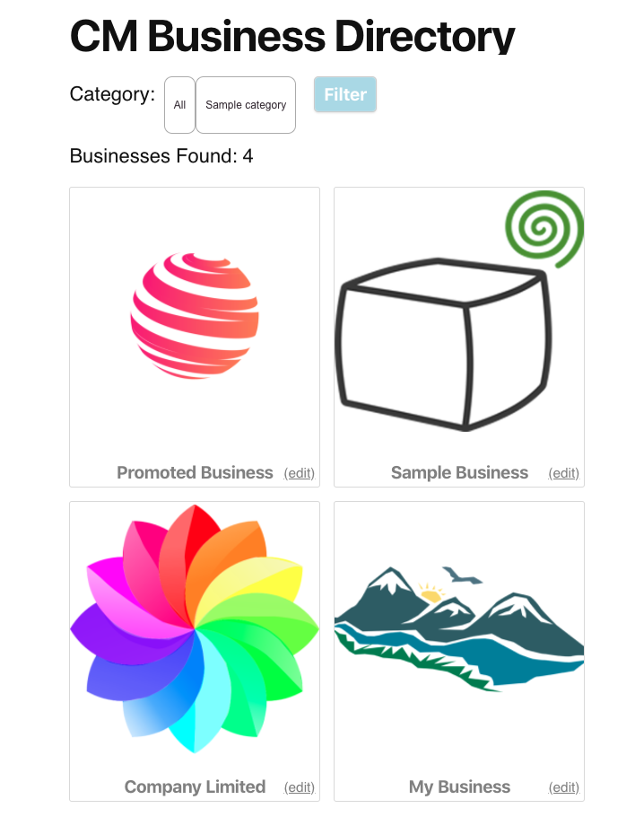 Example of the business directory - WordPress Business Directory