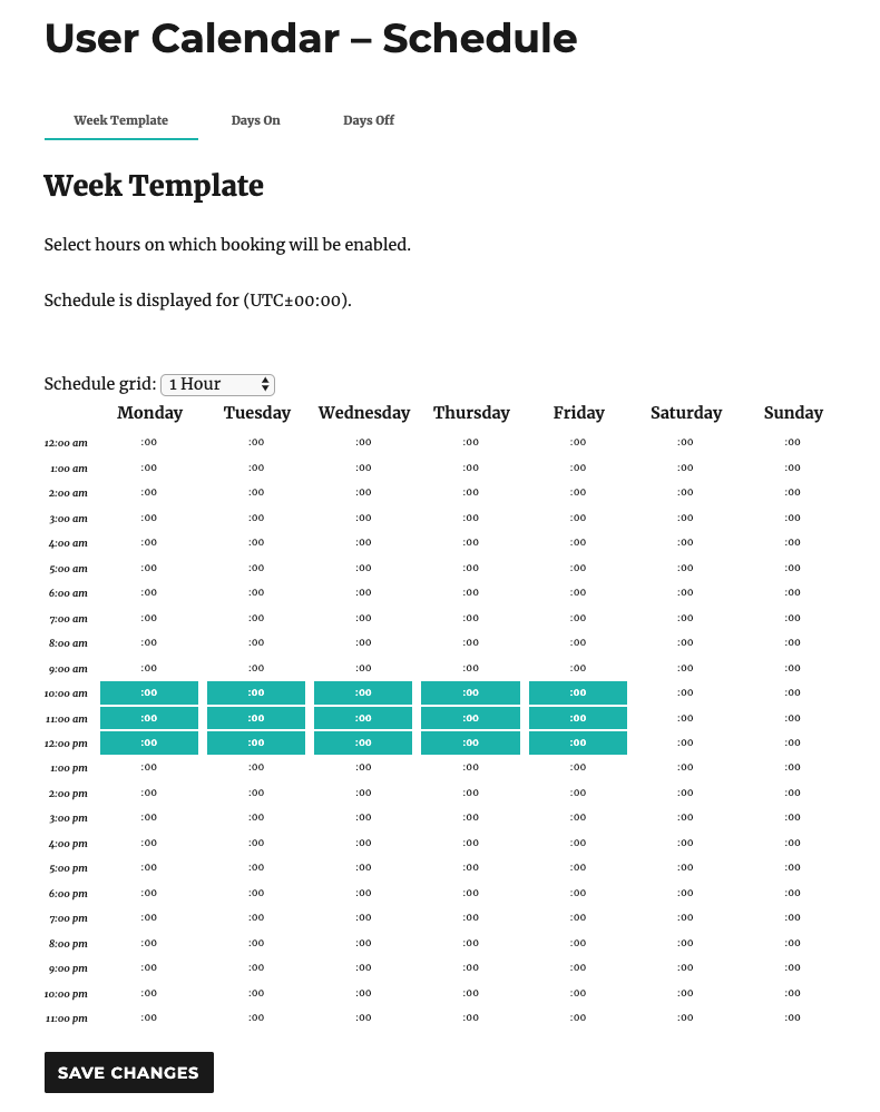 Editing the calendar schedule on the front-end - WordPress Scheduling Plugin