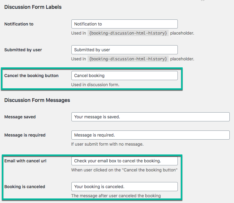 Labels - WordPress Calendar Booking Plugin