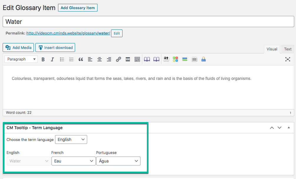 Assigning languages to terms - Wiki Plugin for WordPress