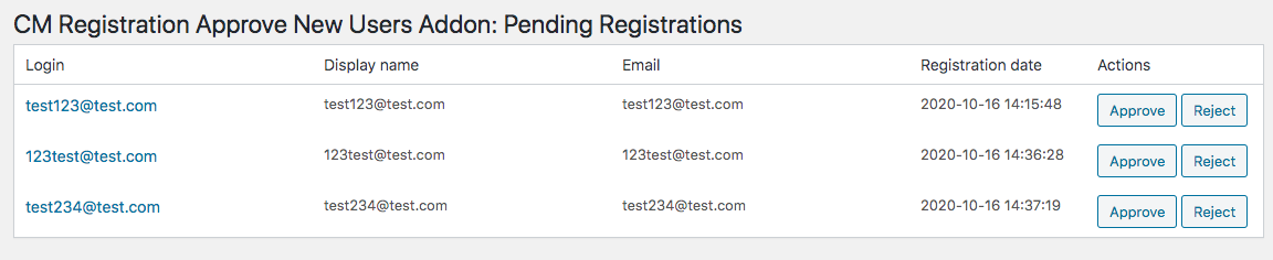 Dashboard for managing registrations - User Registration WordPress