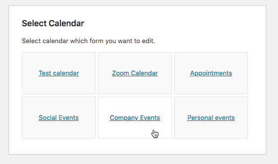 Choosing the calendar for editing its schedule - Appointment Scheduling Plugin WordPress