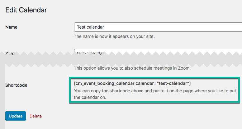 Calendar shortcode - Appointment Booking Calendar