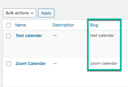 Examples of calendar slugs - Best WordPress Scheduling Plugin