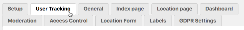 Navigation to the user tracking settings - WordPress Interactive Map Plugin