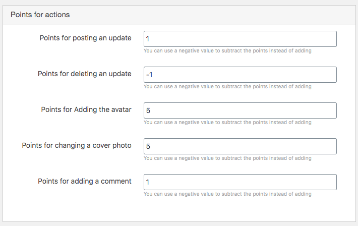 Options for granting or charging points from users for activities in PeepSo Community - WordPress MicroPayments