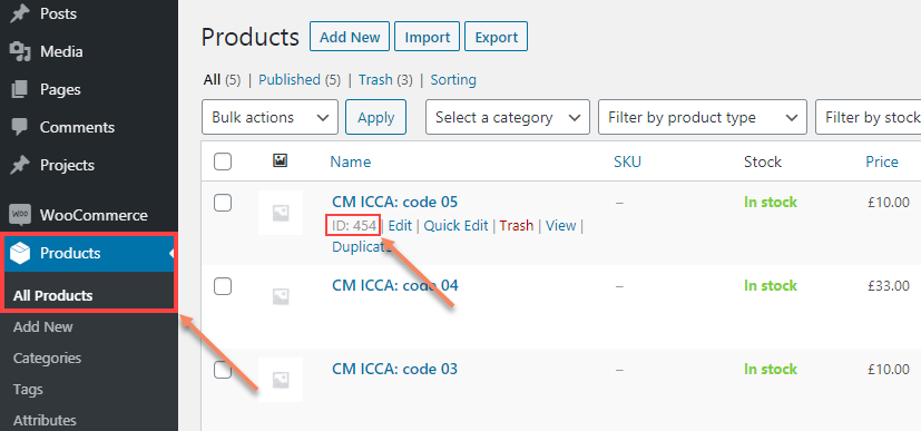 How to find WooCommerce product ID - Invitation Code Registration for WordPress