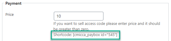 Shortcode for displaying the paybox - WordPress Content Restriction