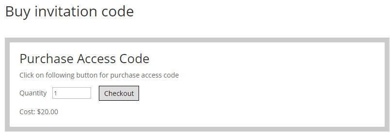 Paybox for purchasing the invitation code - WordPress Register with Invitation Code