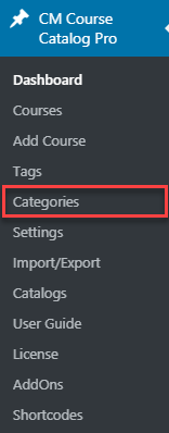 Navigation to the course categories - WordPress Plugin for Online Courses