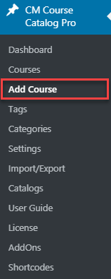 Adding new course - WordPress LMS Plugin