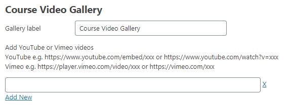 Adding video gallery - WordPress Plugin for Creating Online Courses