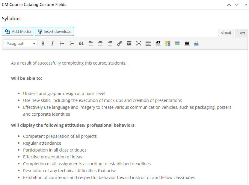 Adding course syllabus - WordPress LMS Addon