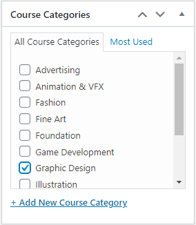 Assigning the course to categories - WordPress LMS Plugin