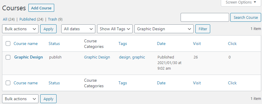 Example of the created course - LMS Plugin for WordPress