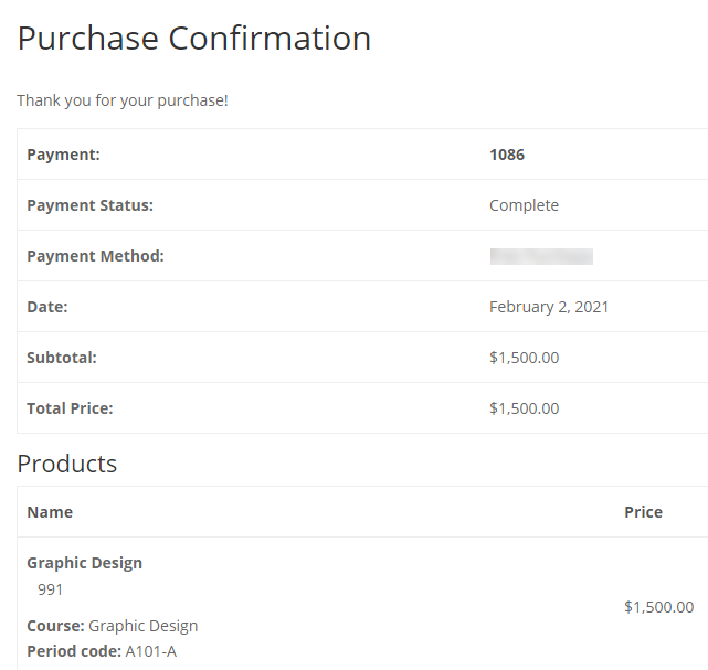 Purchase confirmation - LMS WordPress Plugin for Courses