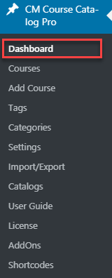 Navigation to the Dashboard page - WordPress Plugin for Creating Online Courses