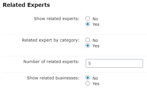 Related experts settings - WordPress Staff Directory Plugin