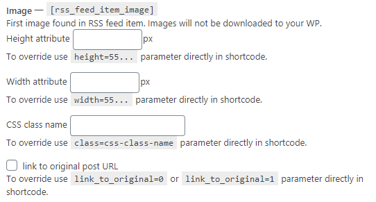 Image settings - RSS Feed Importer WordPress Plugin