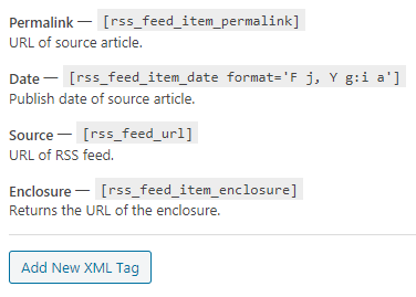 Permalink, Date, Source and Enclosure options - RSS Importer WordPress