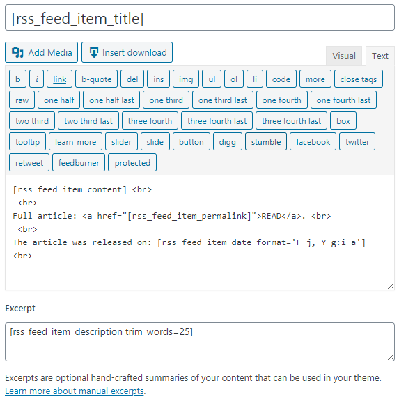 Building a post template - RSS Post Importer