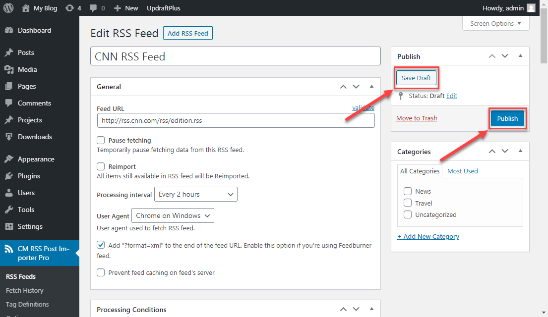 Publishing the feed - WordPress RSS Multi Importer Plugin