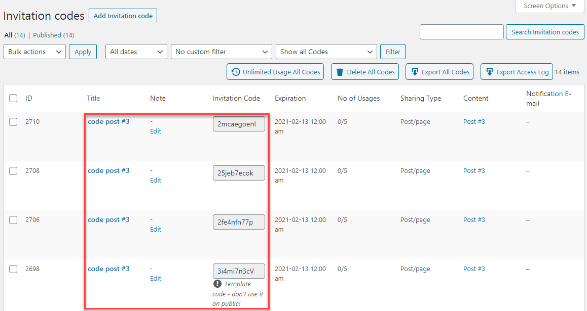 Generating code for each new purchase - Portal WordPress Plugin Private Content Per User